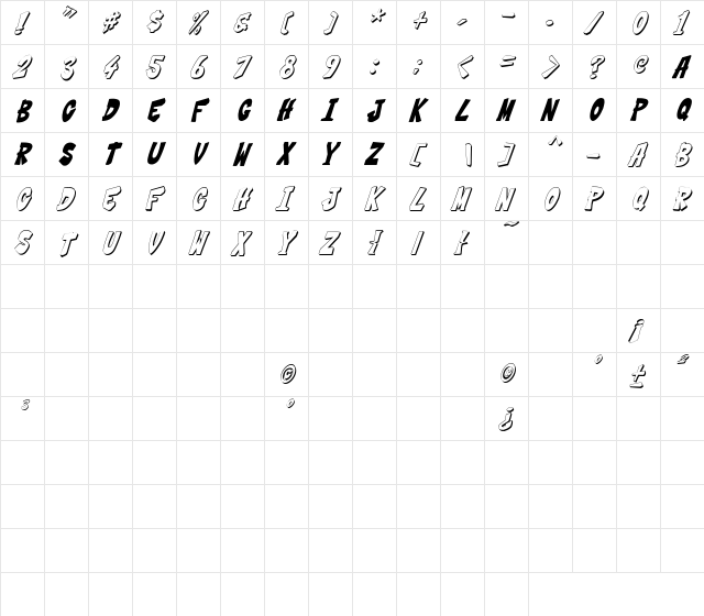 THWACK!!! THWACK!!! font glyphpreview