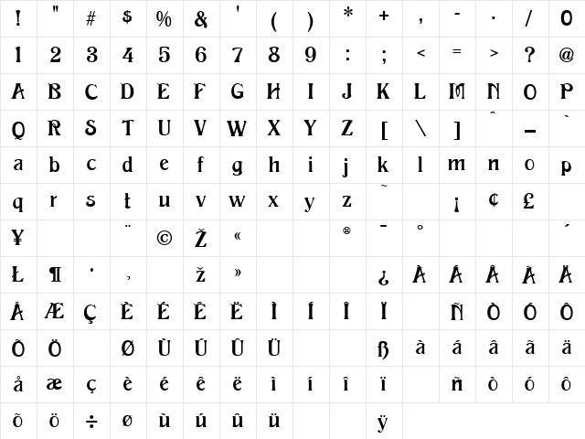 Excellent Normal font glyphpreview