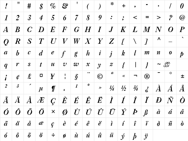 Caslon Three SSi Italic font glyphpreview