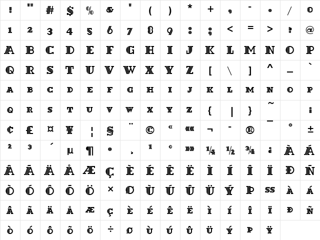 Dextor Becker Caps Regular font glyphpreview