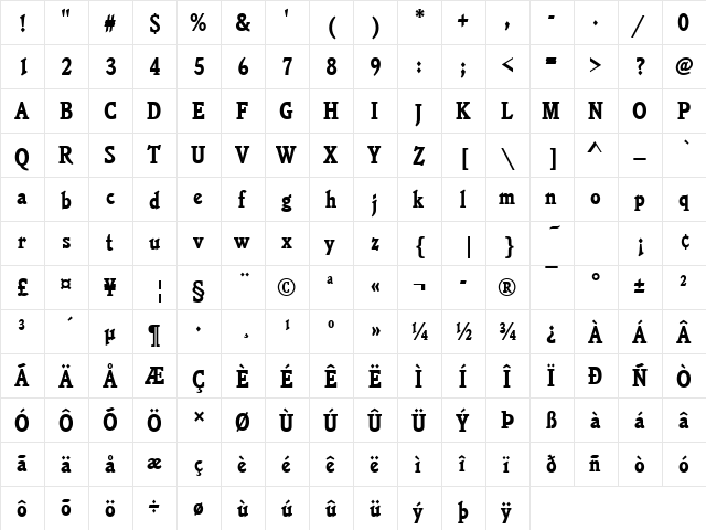 URWJanssonDBolCon Regular font glyphpreview
