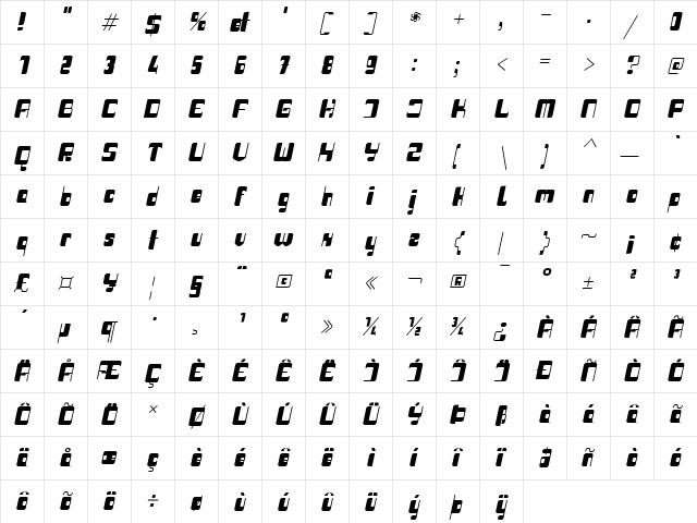Haike  Exp Italic font glyphpreview