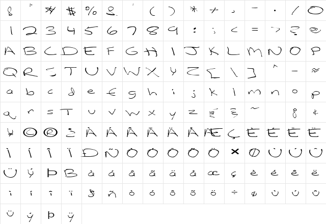 FZ HAND 12 EX Normal font glyphpreview