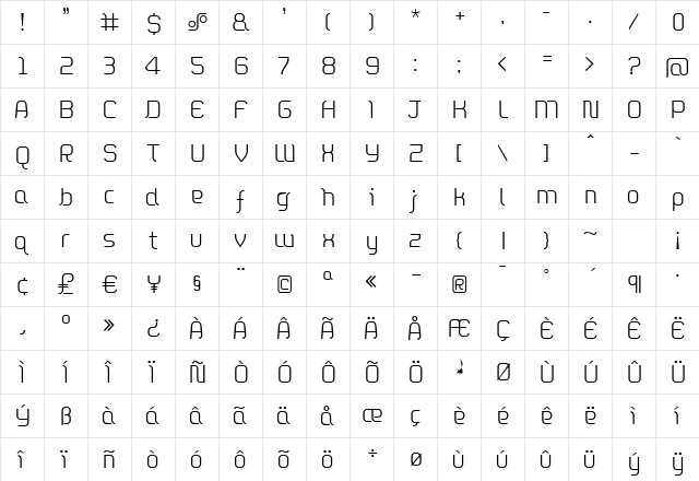 DieppeLight Regular font glyphpreview
