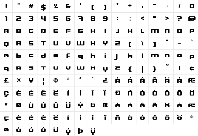 Blaster Infinite Regular font glyphpreview