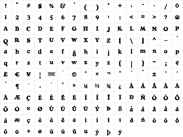 Ragg Mopp NF Regular font glyphpreview