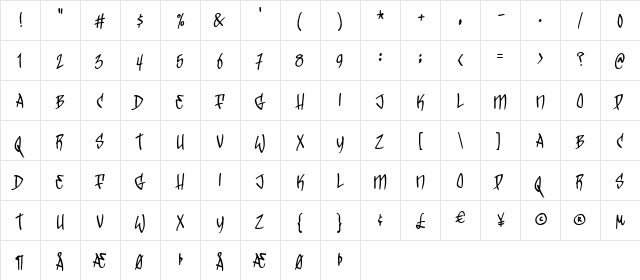 TrickTag Regular font glyphpreview