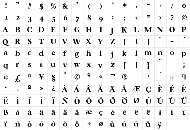Casablanca-Serial-ExtraBold Regular font glyphpreview
