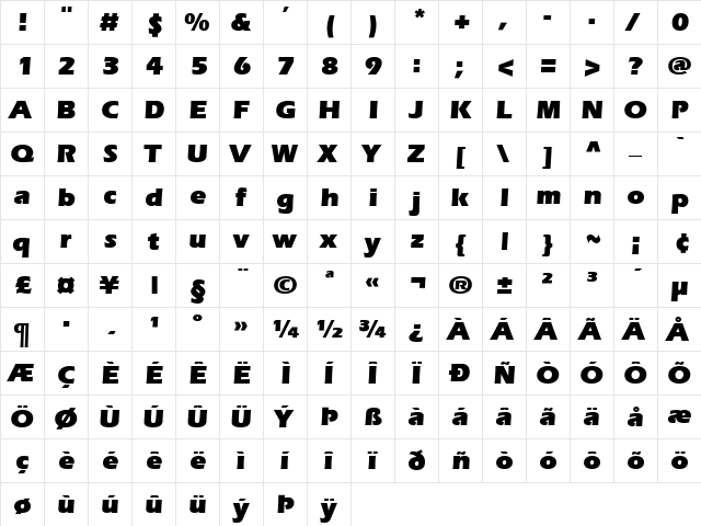 EerieBlack Bold Regular font glyphpreview