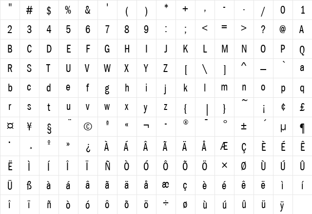 FranklinGotCmpITC Book font glyphpreview