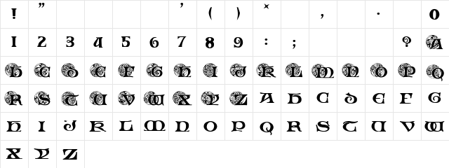 Spiral Initials Regular font glyphpreview