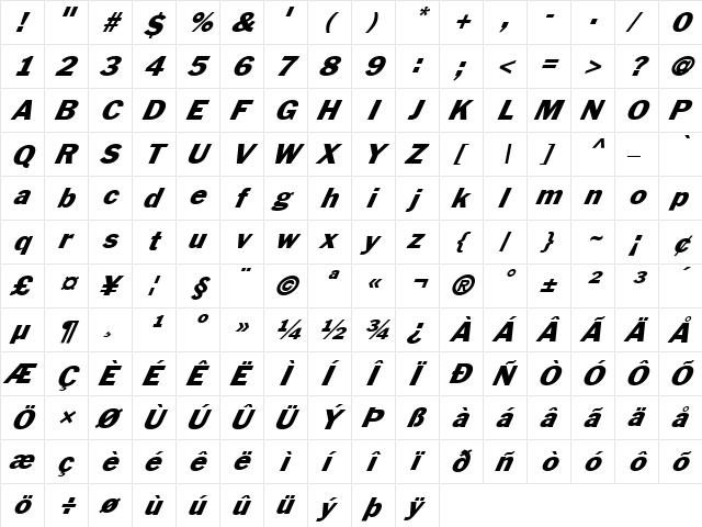 FZ BASIC 56 ITALIC Normal font glyphpreview