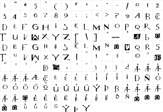 Milagro Regular font glyphpreview