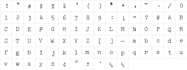 Selectric Pica Regular font glyphpreview