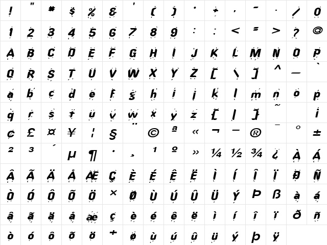 HotStuff-Extended Italic font glyphpreview