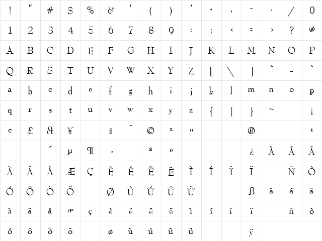 Eugene 1 Regular font glyphpreview