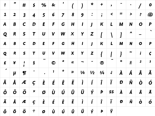 Profile Bold Italic font glyphpreview