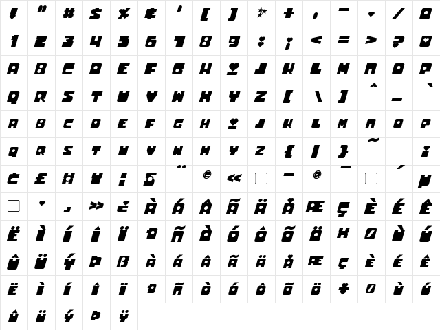 Utonium Bold Italic font glyphpreview