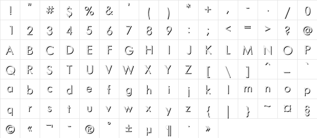 FuturaFuturisShadowC Regular font glyphpreview