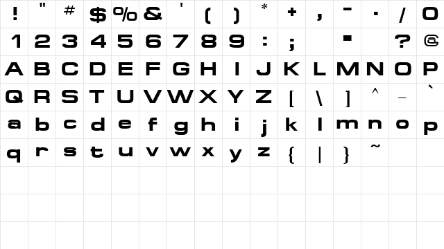 SpaceOutBold Regular font glyphpreview