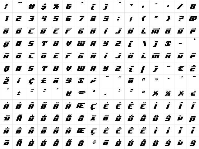 Spartaco Laser Regular font glyphpreview