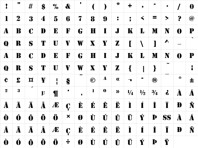 StencilD Regular font glyphpreview