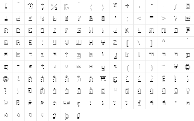 FZ DIGITAL 6 HOLLOW Normal font glyphpreview