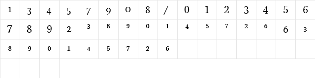 StonePrintFracs Regular font glyphpreview