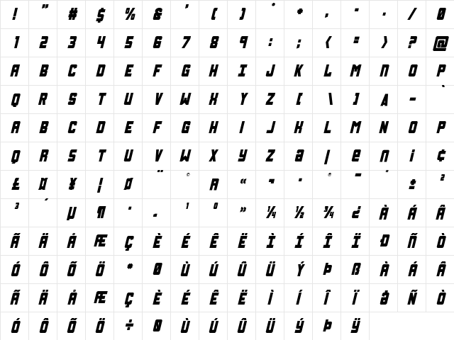 Urban Defender Title Italic Italic font glyphpreview