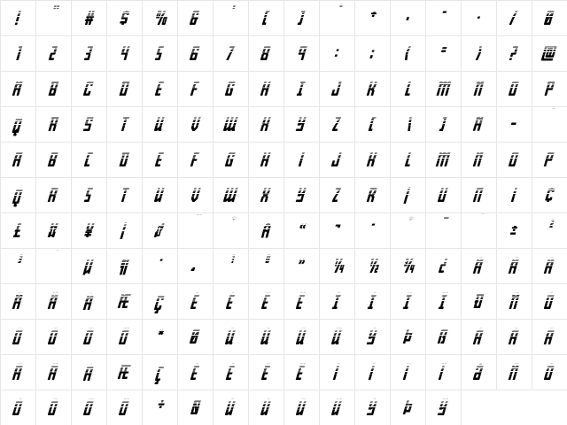 Young Patriot Two-Tone Italic Italic font glyphpreview