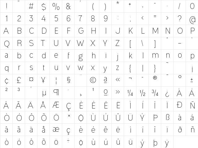 Ogonek Light Regular font glyphpreview