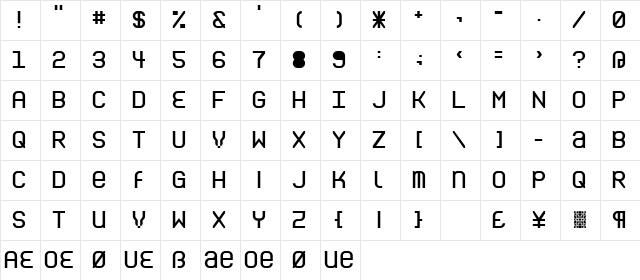 CloseCall PM font glyphpreview