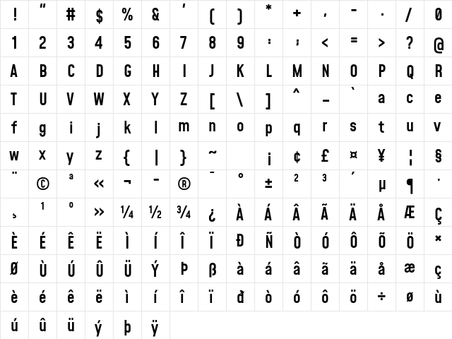 Mohave Medium font glyphpreview