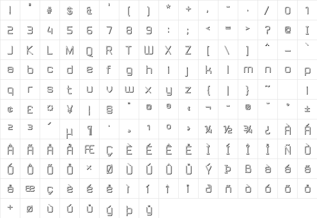 Modcon Outline Regular font glyphpreview