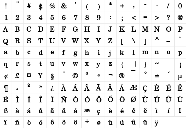 New Boston Wide Bold font glyphpreview