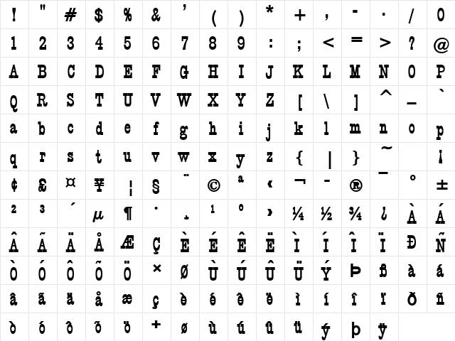 Clown Bold font glyphpreview