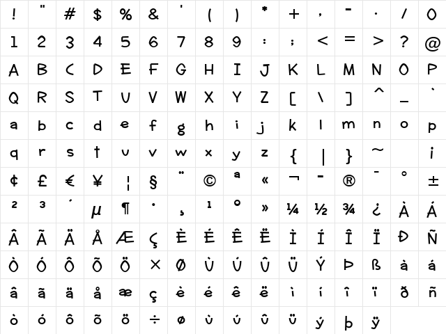 Clever Duke BTN Slick Bold font glyphpreview