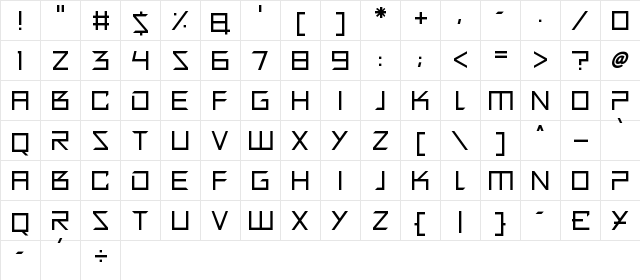 Quirky Robot Regular font glyphpreview