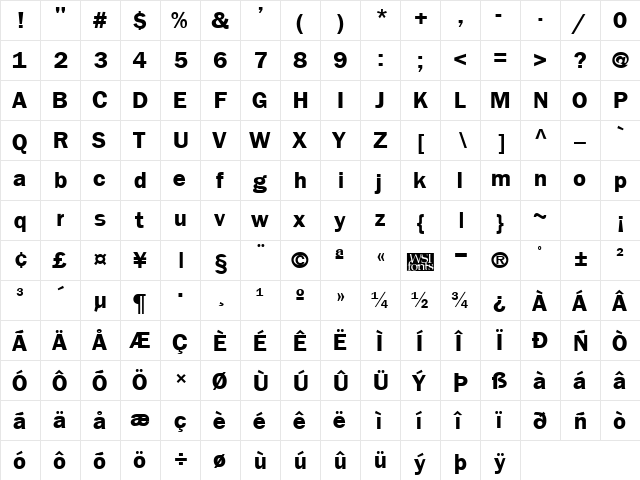 Frankfurt Bold font glyphpreview