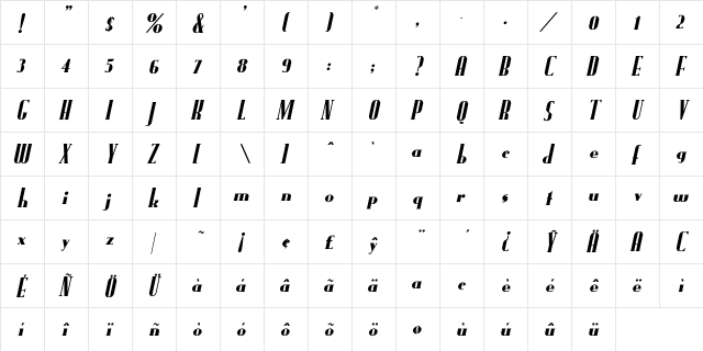 FundRunk-Italic Regular font glyphpreview