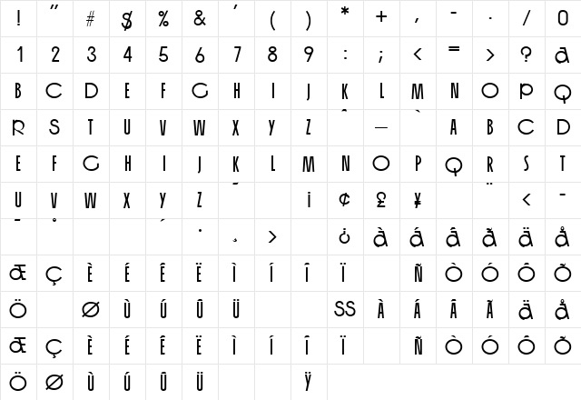 Organ DB Regular font glyphpreview