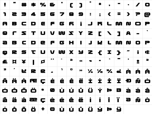 Metronauts Expanded Expanded font glyphpreview