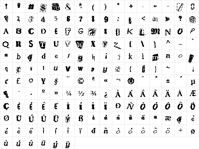 FZ WACKY 51 Normal font glyphpreview