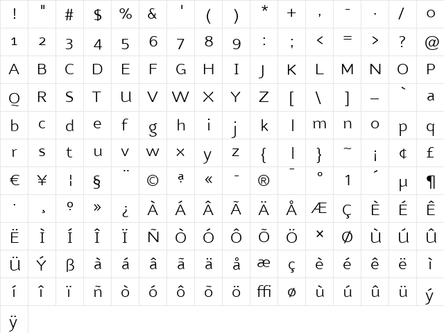 Nubian-Light Light font glyphpreview