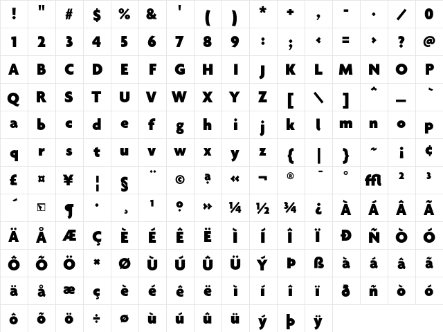 Agenda Black font glyphpreview