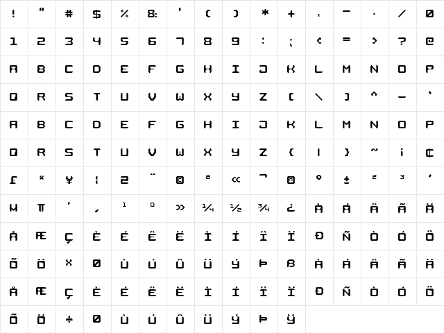 Square Metal-7 Regular font glyphpreview