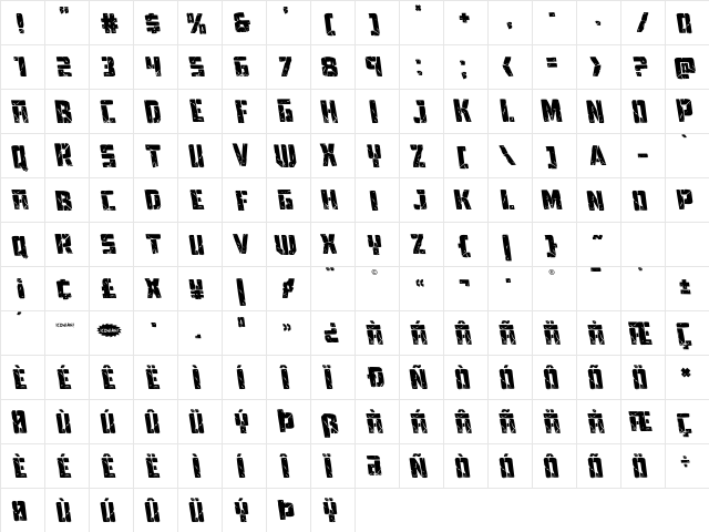 Tower Ruins Leftalic Italic font glyphpreview