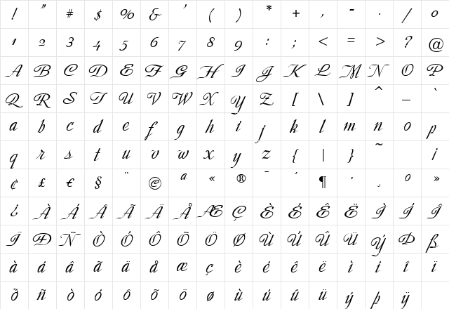 StellaAnnJF Regular font glyphpreview
