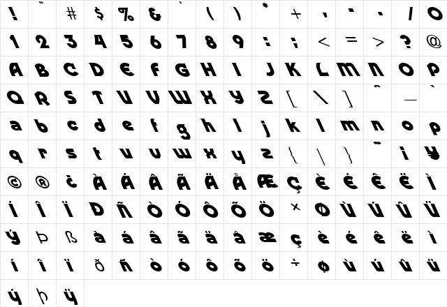 FZ JAZZY 52 LEFTY Normal font glyphpreview