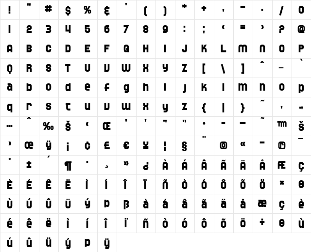 SF Speedwaystar Bold font glyphpreview